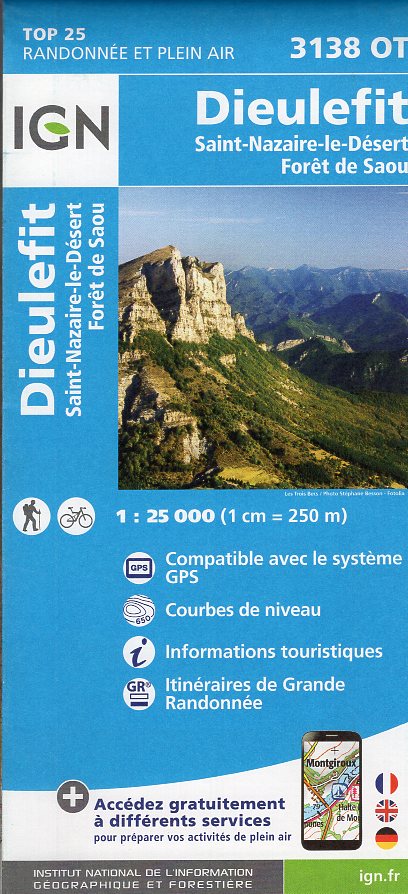 wandelkaart 3138OT  Bourdeaux, la Motte-Chalancon 1:25.000 9782758535065  IGN IGN 25 Ardèche / Drôme  Wandelkaarten Ardèche, Drôme