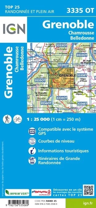wandelkaart 3335OT Grenoble, Chamrousse 1:25.000 9782758535089  IGN IGN 25 Franse Alpen/ Nrd.helft  Wandelkaarten Franse Alpen: noord