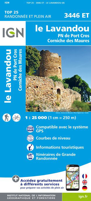 wandelkaart 3446ET Le Lavandou 1:25.000 9782758535133  IGN IGN 25 Côte-d'Azur, Var  Wandelkaarten Côte d’Azur