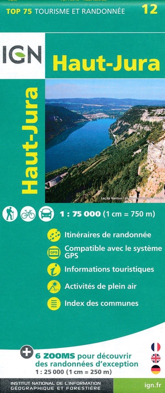 TSQ-12 Haut-Jura |  IGN 1:75.000 | IGN overzichts- en wandelkaart 9782758538554  IGN TOP 75  Fietskaarten, Wandelkaarten Franse Jura