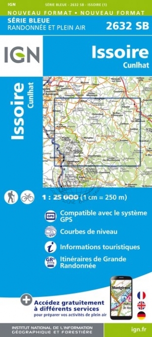 wandelkaart 2632-SB Issoire, Cunlhat 1:25.000 9782758539612  IGN IGN 25 Auvergne  Wandelkaarten Auvergne