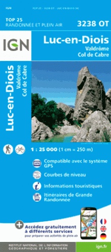 wandelkaart 3238OT  Luc-en-Diois 1:25.000 9782758539827  IGN IGN 25 Ardèche / Drôme  Wandelkaarten Ardèche, Drôme