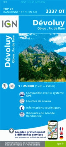 wandelkaart 3337OT Dévoluy, Obiou, Pic de Bure 1:25.000 9782758539919  IGN IGN 25 Franse Alpen/ zuidhelft  Wandelkaarten Écrins, Queyras, Hautes Alpes