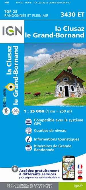 wandelkaart 3430ET La Clusaz, le Grand-Bornand 1:25.000 9782758539995  IGN IGN 25 Franse Alpen/ Nrd.helft  Wandelkaarten Mont Blanc, Chamonix, Haute-Savoie