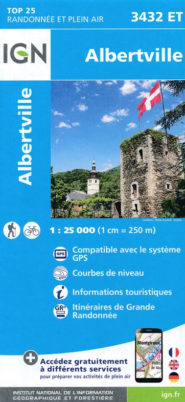 wandelkaart 3432ET Albertville 1:25.000 9782758540649  IGN IGN 25 Franse Alpen/ Nrd.helft  Wandelkaarten Vanoise, Savoie