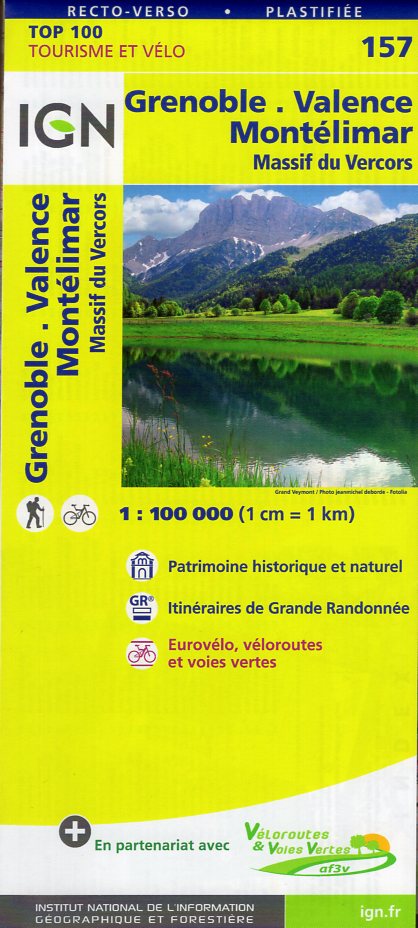 SV-157  Grenoble, Montélimar | omgevingskaart / fietskaart 1:100.000 9782758540861  IGN Série Verte 1:100.000  Fietskaarten, Landkaarten en wegenkaarten Ardèche, Drôme