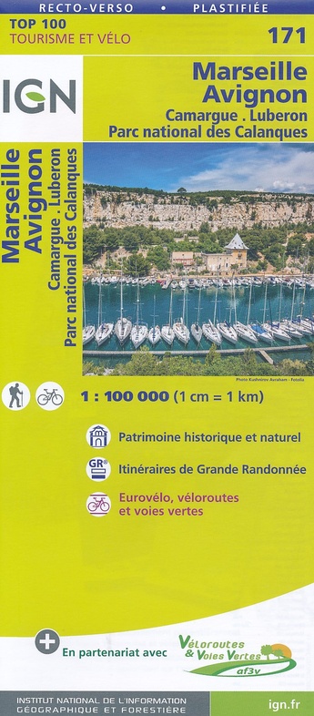 SV-171  Avignon, Marseille | omgevingskaart / fietskaart 1:100.000 9782758540878  IGN Série Verte 1:100.000  Fietskaarten, Landkaarten en wegenkaarten Provence, Marseille, Camargue