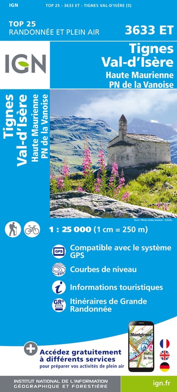 wandelkaart 3633ET Val-d'Isère, Tignes 1:25.000 9782758543312  IGN IGN 25 Franse Alpen/ Nrd.helft  Wandelkaarten Vanoise, Savoie