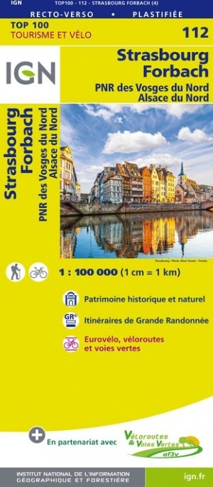 SV-112  Strasbourg/ Forbach | omgevingskaart / fietskaart 1:100.000 9782758543619  IGN Série Verte 1:100.000  Fietskaarten, Landkaarten en wegenkaarten, Lopen naar Rome Vogezen