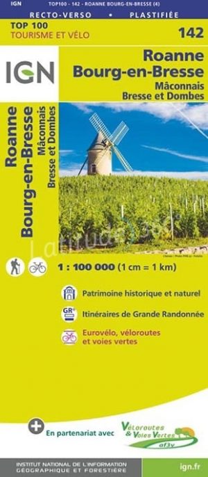 SV-142  Mâcon, Roanne | omgevingskaart / fietskaart 1:100.000 9782758543763  IGN Série Verte 1:100.000  Fietskaarten, Landkaarten en wegenkaarten Bourgogne