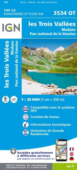 wandelkaart 3534OT les Trois Vallées, Modane 1:25.000 9782758545644  IGN IGN 25 Franse Alpen/ Nrd.helft  Wandelkaarten Vanoise, Savoie