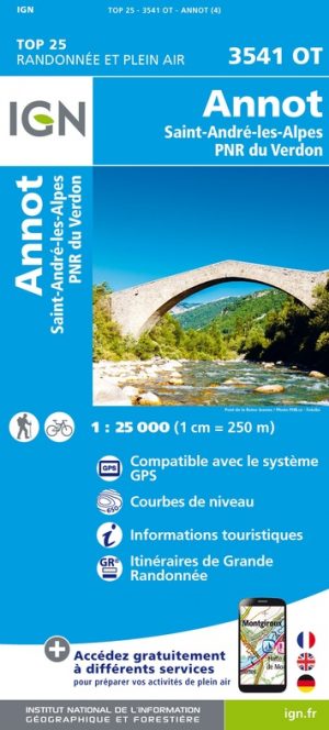 wandelkaart 3541OT Annot, St-André-les-Alpes 1:25.000 9782758545699  IGN IGN 25 Franse Alpen/ zuidhelft  Wandelkaarten Haute-Provence, Verdon, Var