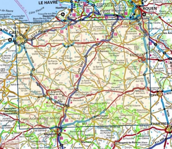 SV-117  Caen, Evreux | omgevingskaart / fietskaart 1:100.000 9782758547518  IGN Série Verte 1:100.000  Fietskaarten, Landkaarten en wegenkaarten Normandië