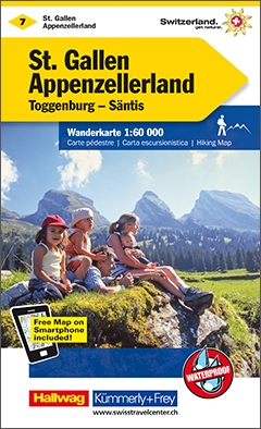 KFW-07  St.Gallen, Appenzell | wandelkaart / overzichtskaart 9783259022078  Kümmerly & Frey KFW 1:60.000  Wandelkaarten Midden- en Oost-Zwitserland