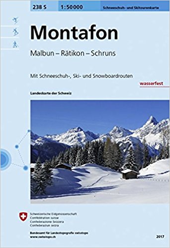 S238  Montafon [2017] 238S 9783302202389  Bundesamt / Swisstopo Skirouten 1:50.000  Wintersport Midden- en Oost-Zwitserland