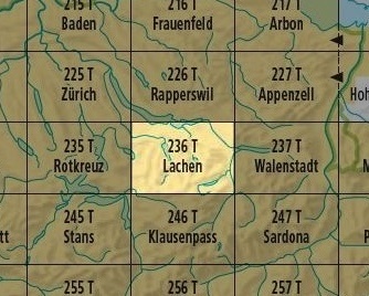 topografische wandelkaart 236T Lachen [2018] 9783302302362  Bundesamt / Swisstopo T-serie 1:50.000  Wandelkaarten Midden- en Oost-Zwitserland