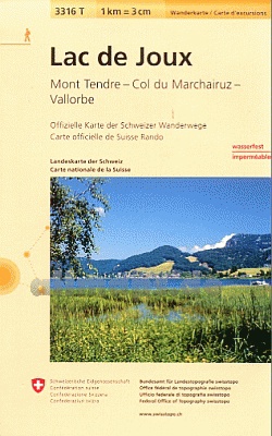 3316T Lac de Joux | wandelkaart 1:33.333 9783302333168  Bundesamt / Swisstopo Wanderkarten 1:33.333  Wandelkaarten Jura, Genève, Vaud