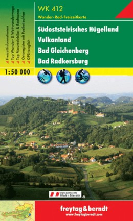 WK-412  Südsteirisches Hügelland/Bad Radkersburg wandelkaart 1:50.000 9783707900064  Freytag & Berndt WK 1:50.000  Wandelkaarten Salzburger Land & Stiermarken