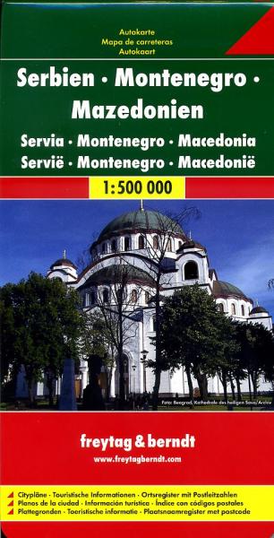 Servië, Montenegro, Macedonië | autokaart, wegenkaart 1:500.000 9783707904314  Freytag & Berndt   Landkaarten en wegenkaarten Westelijke Balkan