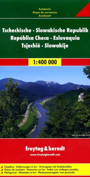 Tsjechië en Slowakije | autokaart, wegenkaart 1:400.000 9783707904321  Freytag & Berndt   Landkaarten en wegenkaarten Tsjechië, Slowakije
