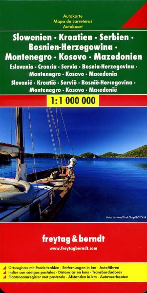 Slovenia - Croatia - Serbia | autokaart, wegenkaart 1:1.000.000 9783707909432  Freytag & Berndt   Landkaarten en wegenkaarten Westelijke Balkan