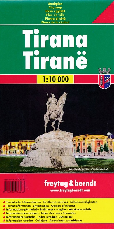 Tirana 1:10.000 | stadsplattegrond 9783707916263  Freytag & Berndt   Stadsplattegronden Albanië