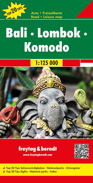 Bali, Lombok & Komodo | autokaart, wegenkaart 1:125.000 9783707917161  Freytag & Berndt   Landkaarten en wegenkaarten Bali & Lombok