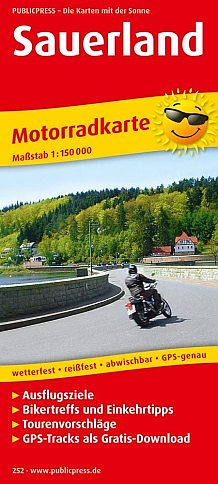 Sauerland 1:150.000 9783747302521  Publicpress Motorradkarten - mit der Sonne  Landkaarten en wegenkaarten, Motorsport Sauerland