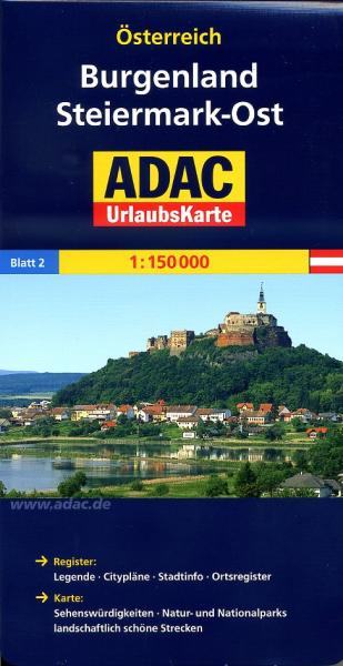 wegenkaart Burgenland, Steiermark-Ost 9783826416385  ADAC Österr. 1:150.000  Landkaarten en wegenkaarten Oostenrijk