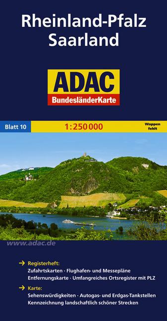 Rheinland-Pfalz, Saarland 1:250.000 9783826423222  ADAC Bundesländerkarten  Landkaarten en wegenkaarten Rheinland-Pfalz (met Eifel)