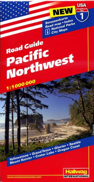 USA-01  Pacific Northwest 1:1.000.000 9783828307520  Hallwag USA Road Guides  Landkaarten en wegenkaarten Washington, Oregon, Idaho, Wyoming, Montana