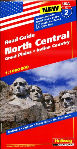 USA-02  North Central 1:1.000.000 9783828307537  Hallwag USA Road Guides  Landkaarten en wegenkaarten Grote Meren, Chicago, Centrale VS –Noord