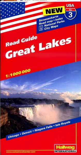 USA-03  Great Lakes States 1:1.200.000 9783828307544  Hallwag USA Road Guides  Landkaarten en wegenkaarten Grote Meren, Chicago, Centrale VS –Noord