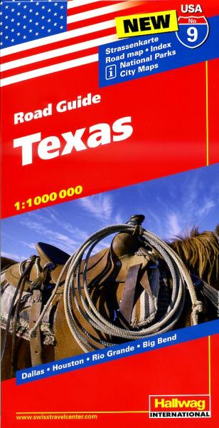 USA-09  Texas 1:1.000.000 9783828307605  Hallwag USA Road Guides  Landkaarten en wegenkaarten Centrale VS – Zuid (Texas)