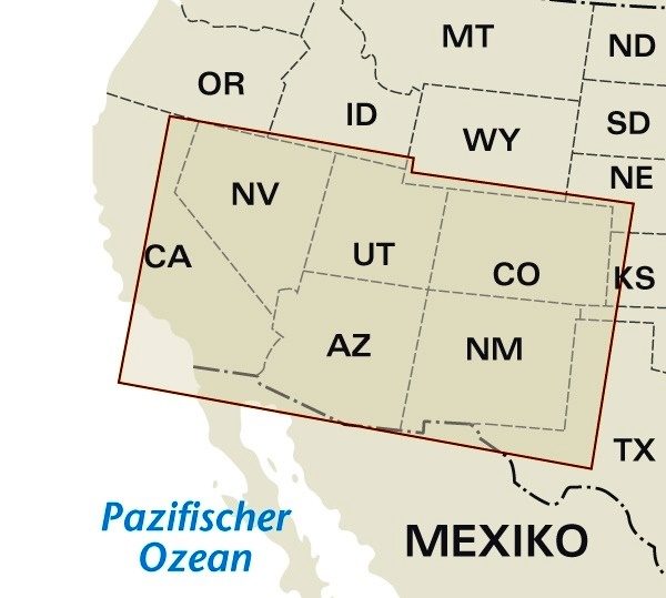 USA-07 Zuidwest landkaart, wegenkaart 1:250.000 9783831773541  Reise Know-How Verlag WMP, World Mapping Project  Landkaarten en wegenkaarten Colorado, Arizona, Utah, New Mexico