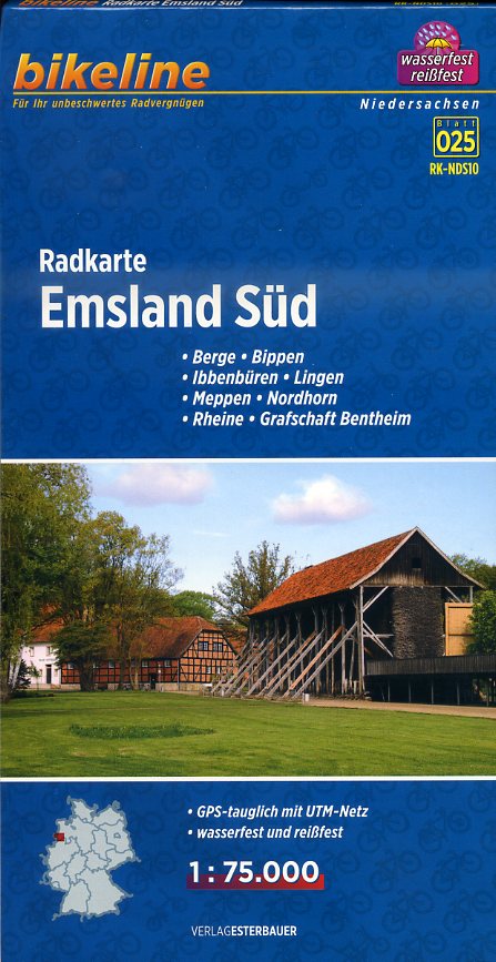 RK-NDS10  Emsland Süd 1:75.000 9783850003810  Esterbauer Bikeline Radkarten  Fietskaarten Bremen, Ems, Weser, Hannover & overig Niedersachsen