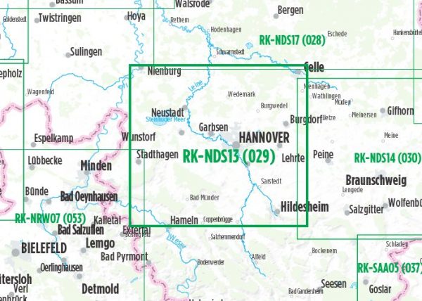 RK-NDS13  Hannover und Umgebung 1:75.000 9783850006347  Esterbauer Bikeline Radkarten  Fietskaarten Bremen, Ems, Weser, Hannover & overig Niedersachsen