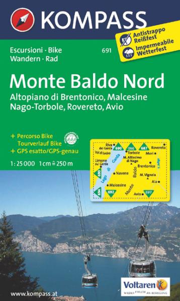 wandelkaart KP-691  Monte Baldo Nord 1:25.000 9783850265379  Kompass Wandelkaarten Kompass Italië  Wandelkaarten Gardameer