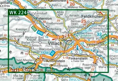 WK-224  Faaker See,Villach,Unteres Gailtal wandelkaart 1:50.000 9783850847247  Freytag & Berndt WK 1:50.000  Wandelkaarten Karinthië