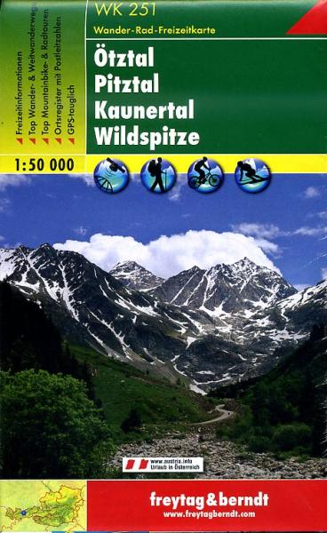 WK-251  Ötztal,Pitztal,Kaunertal wandelkaart 1:50.000 9783850847544  Freytag & Berndt WK 1:50.000  Wandelkaarten Tirol