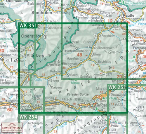 WK-351  Lechtaler - Allgäuer Alpen wandelkaart 1:50.000 9783850847582  Freytag & Berndt WK 1:50.000  Wandelkaarten Tirol