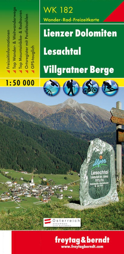 WK-182  Lienzer Dolomiten,Lesachtal wandelkaart 1:50.000 9783850847827  Freytag & Berndt WK 1:50.000  Wandelkaarten Osttirol