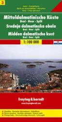 Dalmatinische Küste 3: Brac/ Havr/ Split | autokaart, wegenkaart 1:100.000 9783850849982  Freytag & Berndt   Landkaarten en wegenkaarten Kroatië