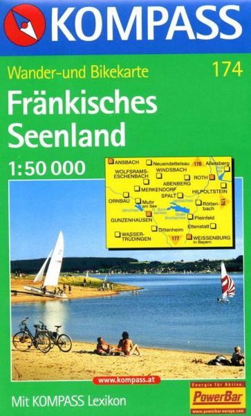 wandelkaart KP-174 Fränkisches Seenland | Kompass 9783854917649  Kompass Wandelkaarten Kompass Franken / Altmühltal  Wandelkaarten Franken, Nürnberg, Altmühltal