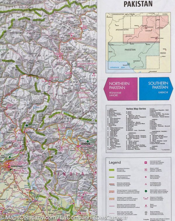 Pakistan | wegenkaart - overzichtskaart 1:1.500.000 9783865744425  Nelles Nelles Maps  Landkaarten en wegenkaarten Pakistan