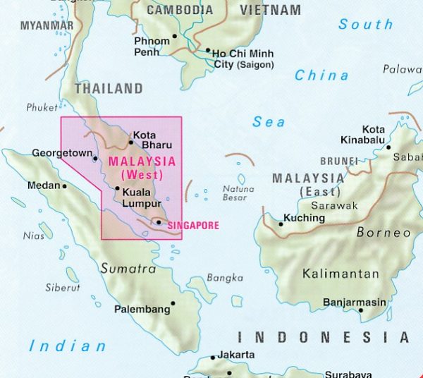 Malaysia West | wegenkaart - overzichtskaart 1:1.500.000 9783865745392  Nelles Nelles Maps  Landkaarten en wegenkaarten Maleisië en Brunei