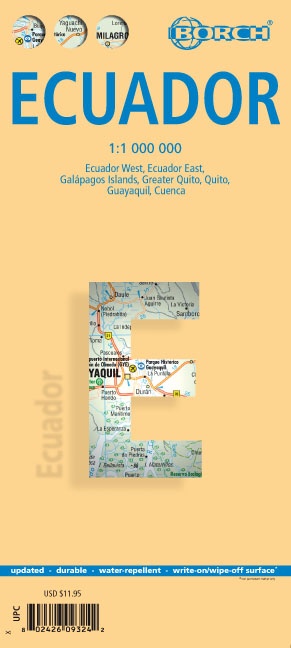 Ecuador 1:1.000.000 | geplastificeerde overzichtskaart / wegenkaart 9783866093249  Berndtson / Borch   Landkaarten en wegenkaarten Ecuador, Galapagos