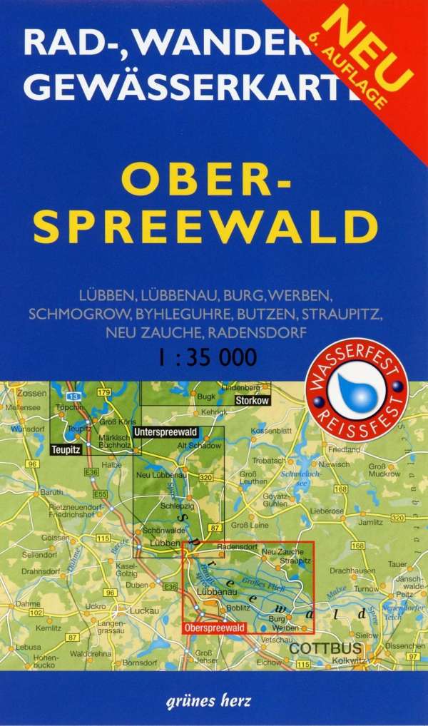 Ober Spreewald Wander- u. Gewässerkarte 9783866361089  Grünes Herz   Wandelkaarten Brandenburg & Sachsen-Anhalt