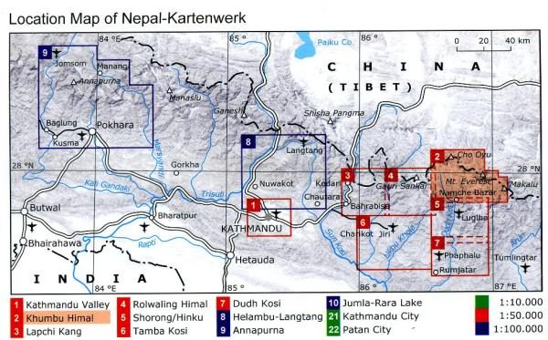 NK-02  Khumbu Himal 1:50.000 9783867803335  Nelles/Nepal Kartenwerk Wandelkaarten Nepal  Wandelkaarten Nepal