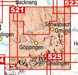 F521  Göppingen - Geislingen 9783890216140  LVA BW Baden-W. 1:50.000  Wandelkaarten Bodenmeer, Schwäbische Alb